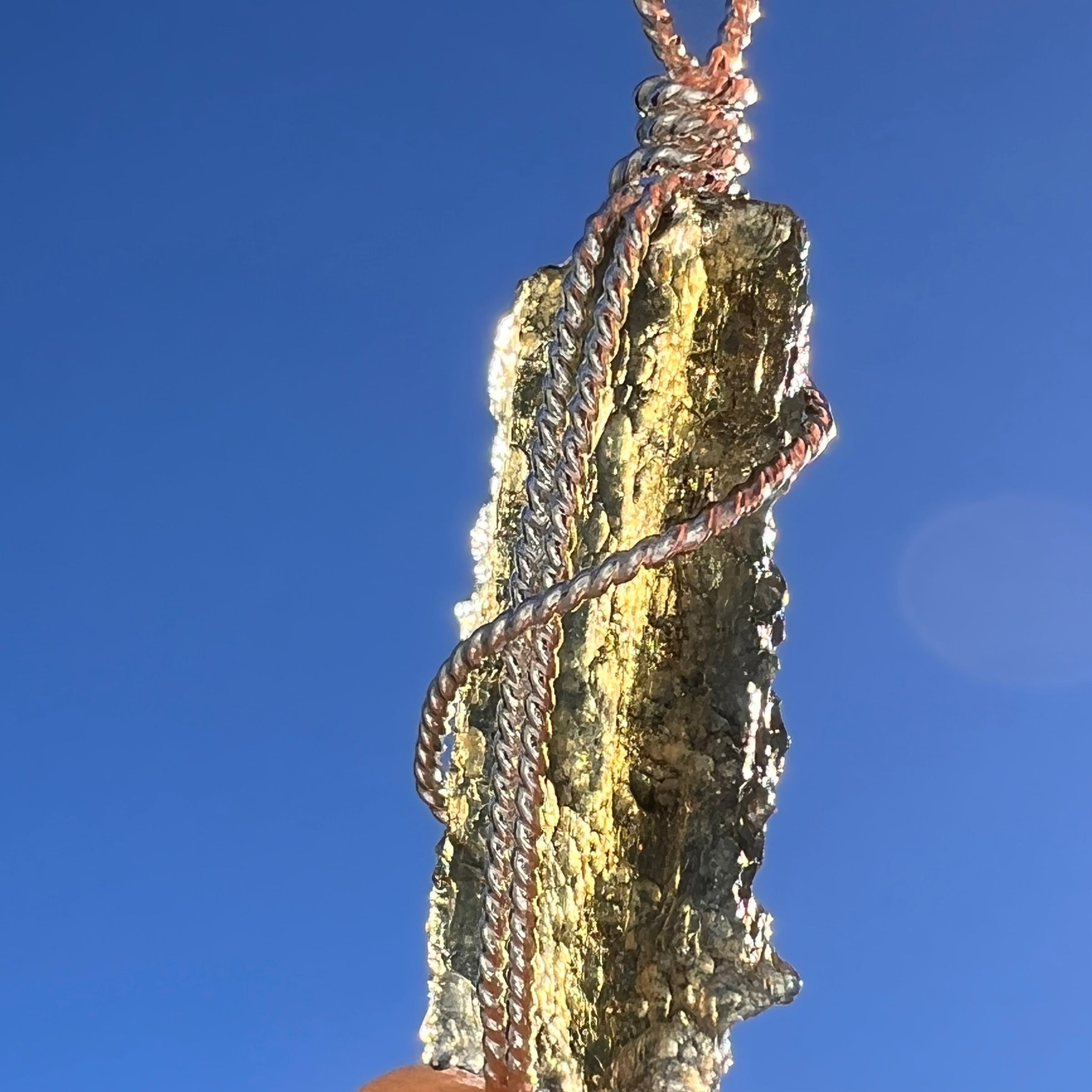 Moldavite Wire Wrapped Pendant Sterling Silver #7854-Moldavite Life