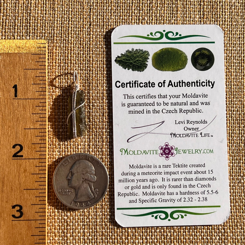 Moldavite Wire Wrapped Pendant Sterling Silver #7854-Moldavite Life