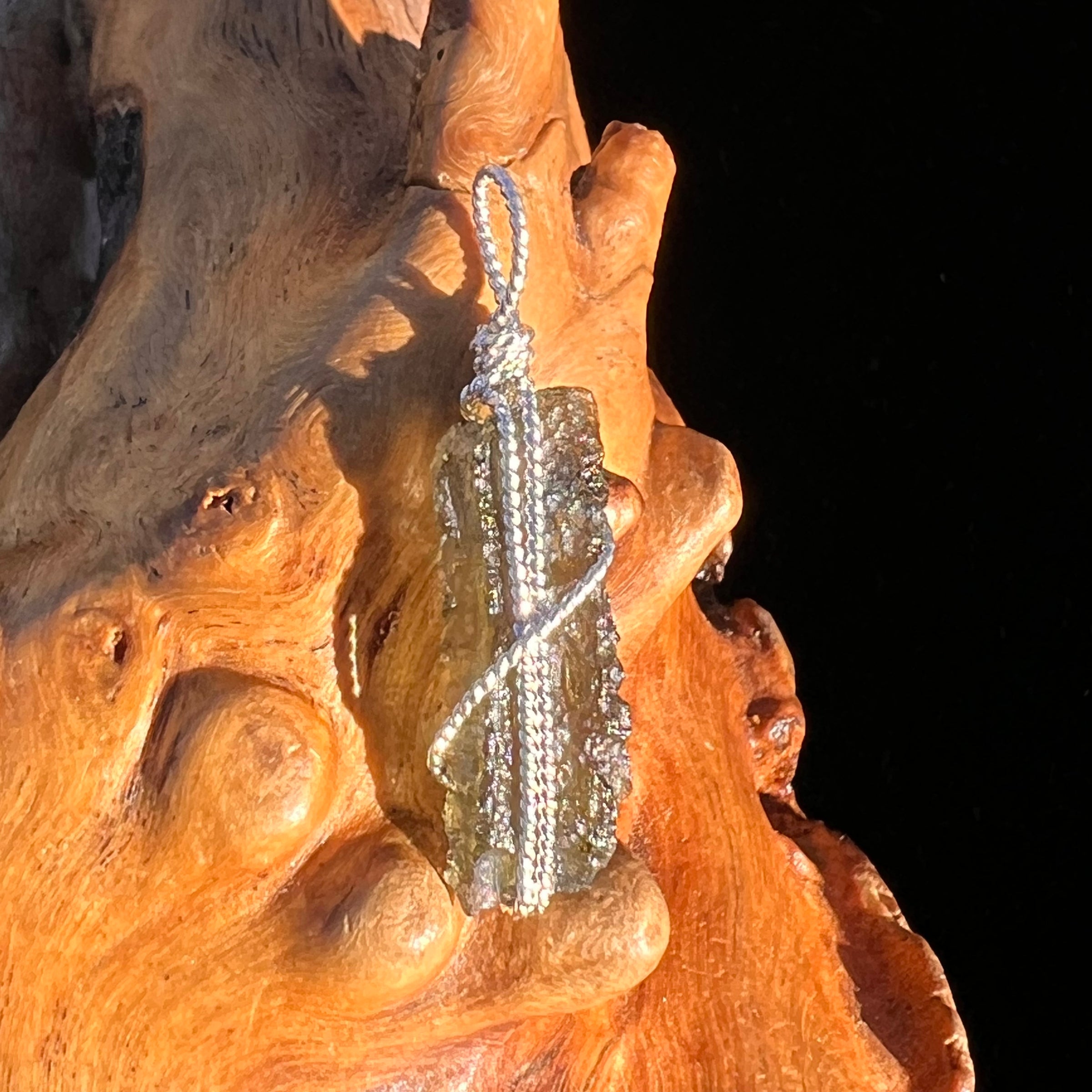 Moldavite Wire Wrapped Pendant Sterling Silver #7854-Moldavite Life