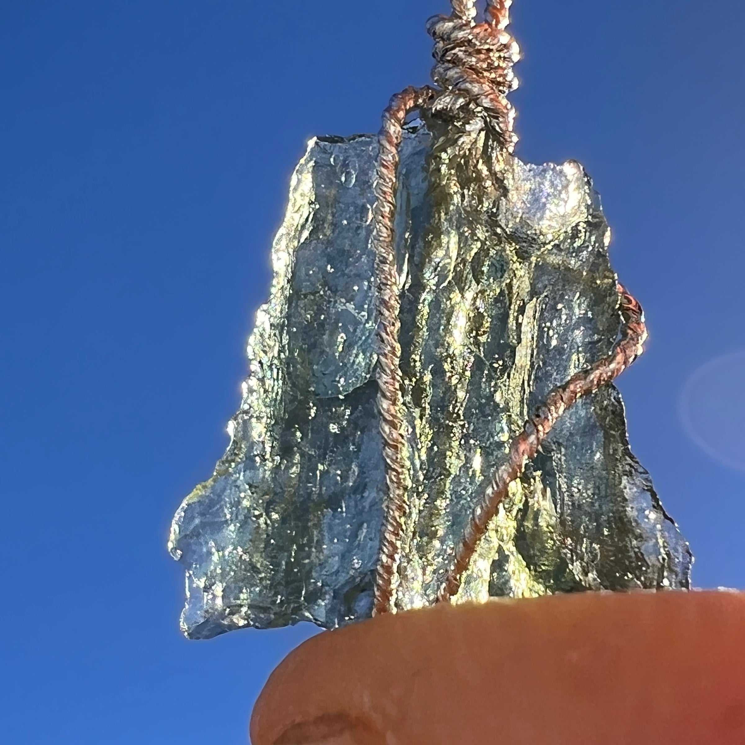Moldavite Wire Wrapped Pendant Sterling Silver #7855-Moldavite Life