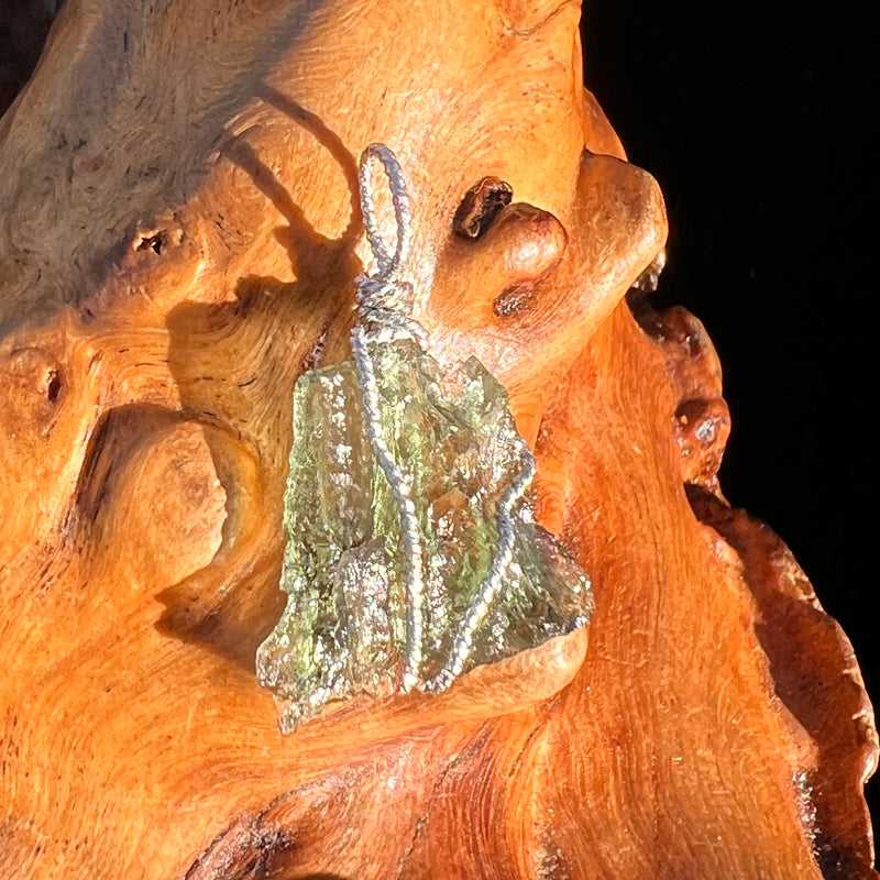 Moldavite Wire Wrapped Pendant Sterling Silver #7855-Moldavite Life