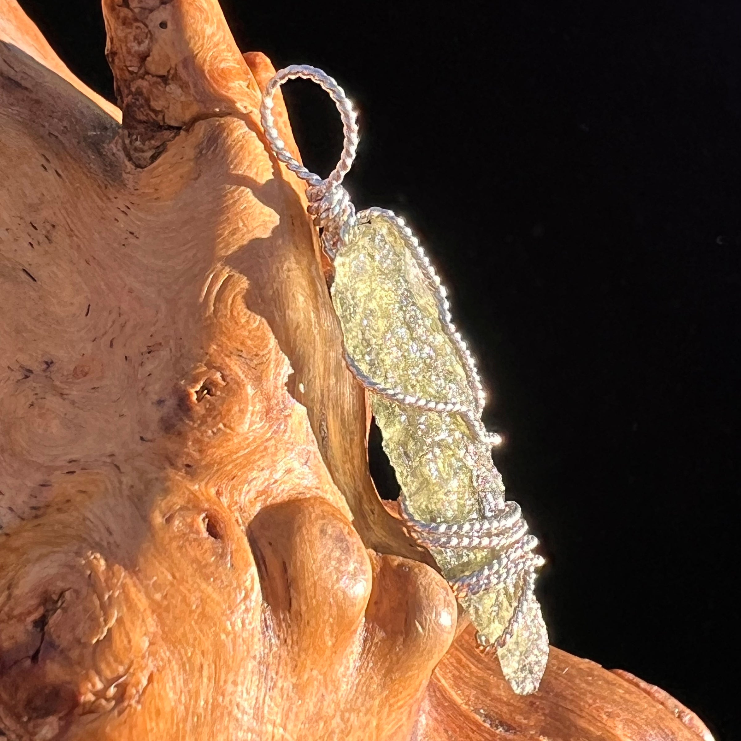 Moldavite Wire Wrapped Pendant Sterling Silver #7856-Moldavite Life