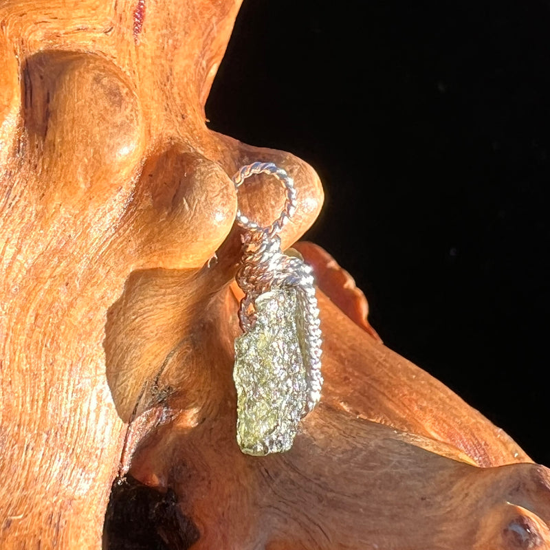 Moldavite Wire Wrapped Pendant Sterling Silver #7857-Moldavite Life