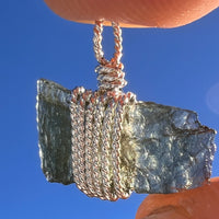 Moldavite Wire Wrapped Pendant Sterling Silver #7857-Moldavite Life