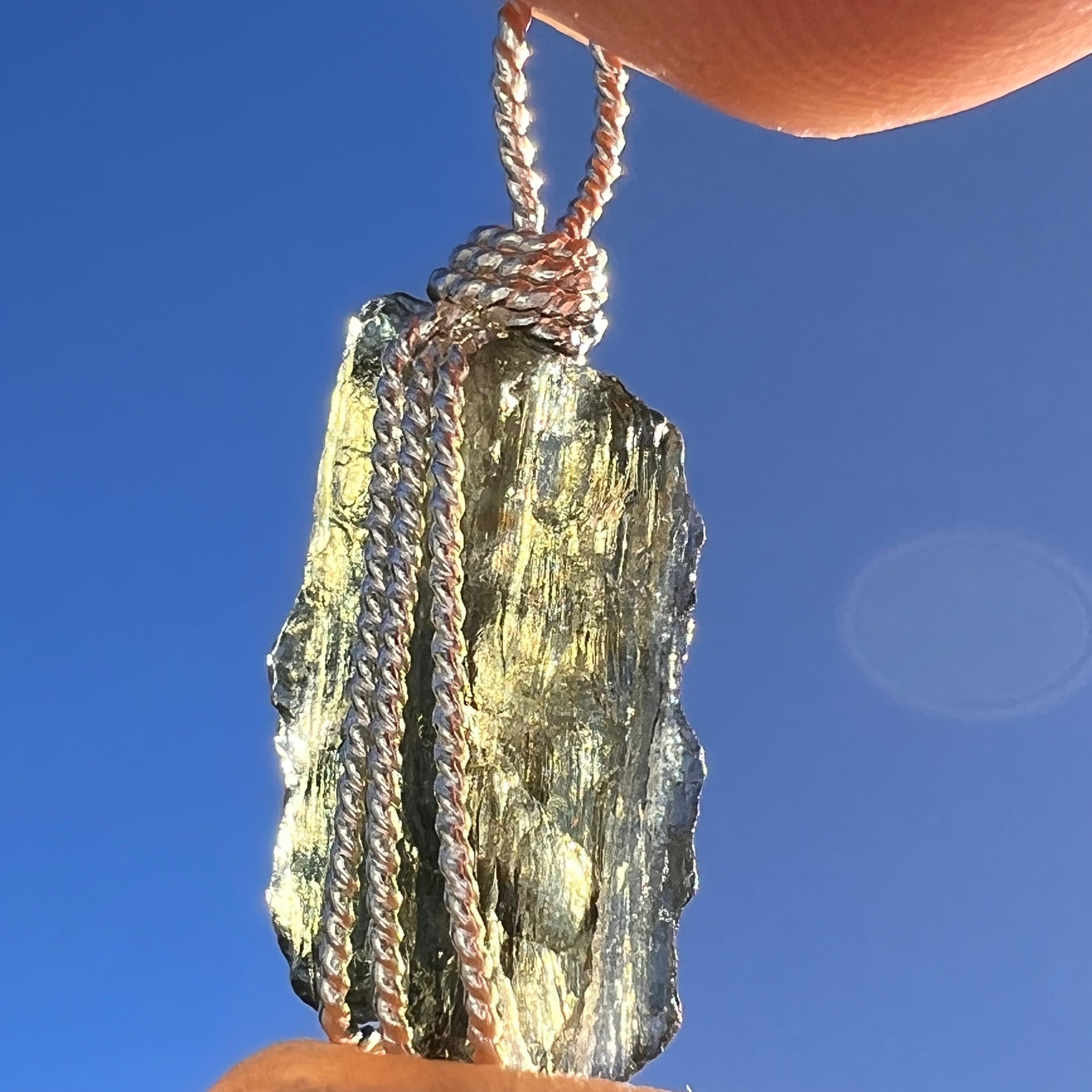 Moldavite Wire Wrapped Pendant Sterling Silver #7858-Moldavite Life