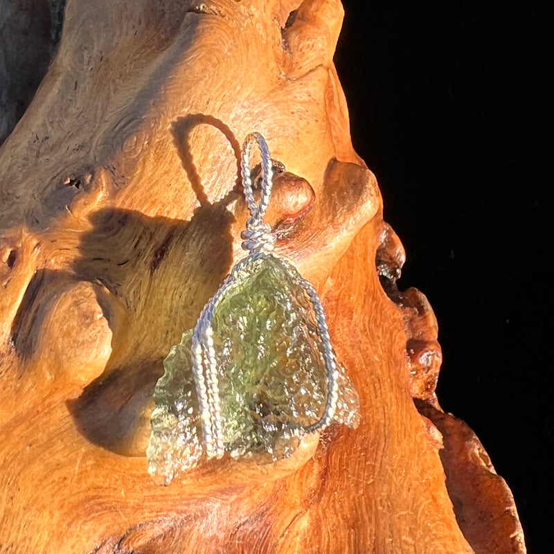 Moldavite Wire Wrapped Pendant Sterling Silver #7859-Moldavite Life