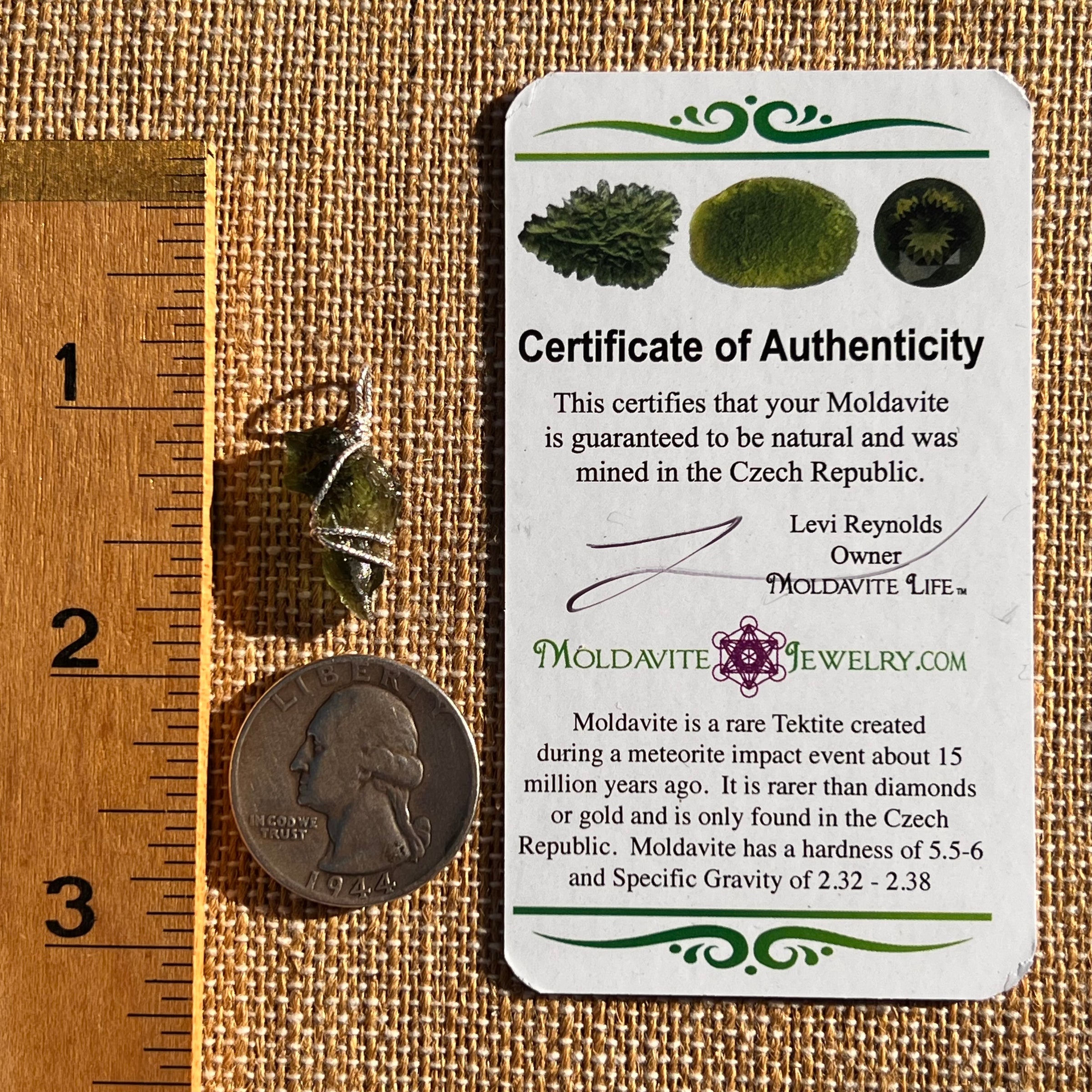 Moldavite Wire Wrapped Pendant Sterling Silver #7860-Moldavite Life