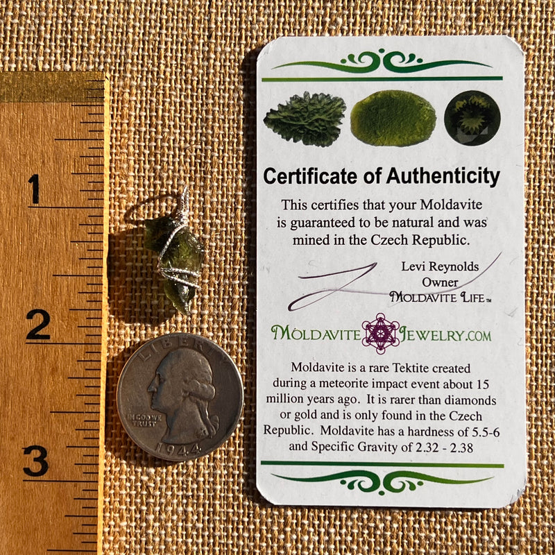 Moldavite Wire Wrapped Pendant Sterling Silver #7860-Moldavite Life