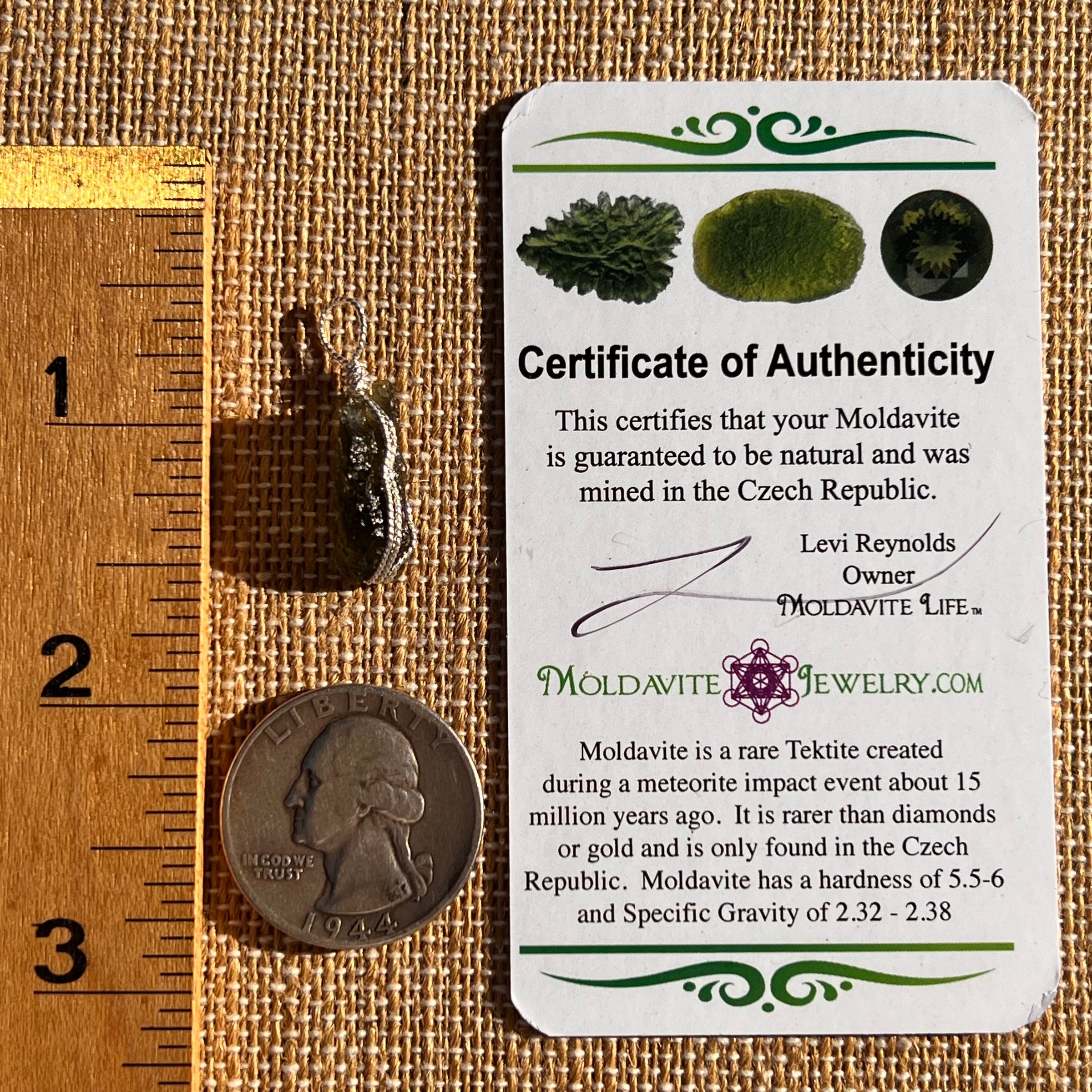 Moldavite Wire Wrapped Pendant Sterling Silver #7861-Moldavite Life