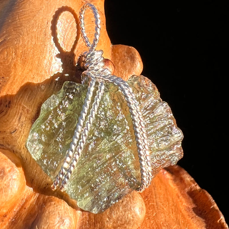 Moldavite Wire Wrapped Pendant Sterling Silver #7862-Moldavite Life