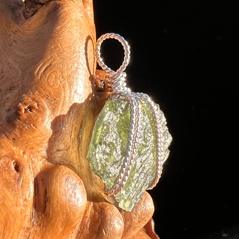 Moldavite Wire Wrapped Pendant Sterling Silver #7862-Moldavite Life