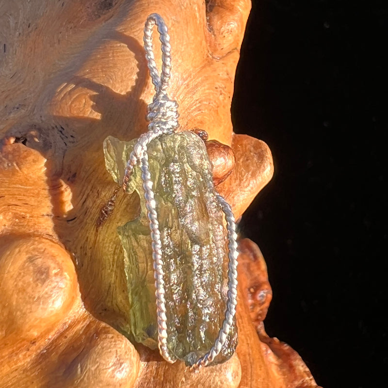 Moldavite Wire Wrapped Pendant Sterling Silver #7863-Moldavite Life