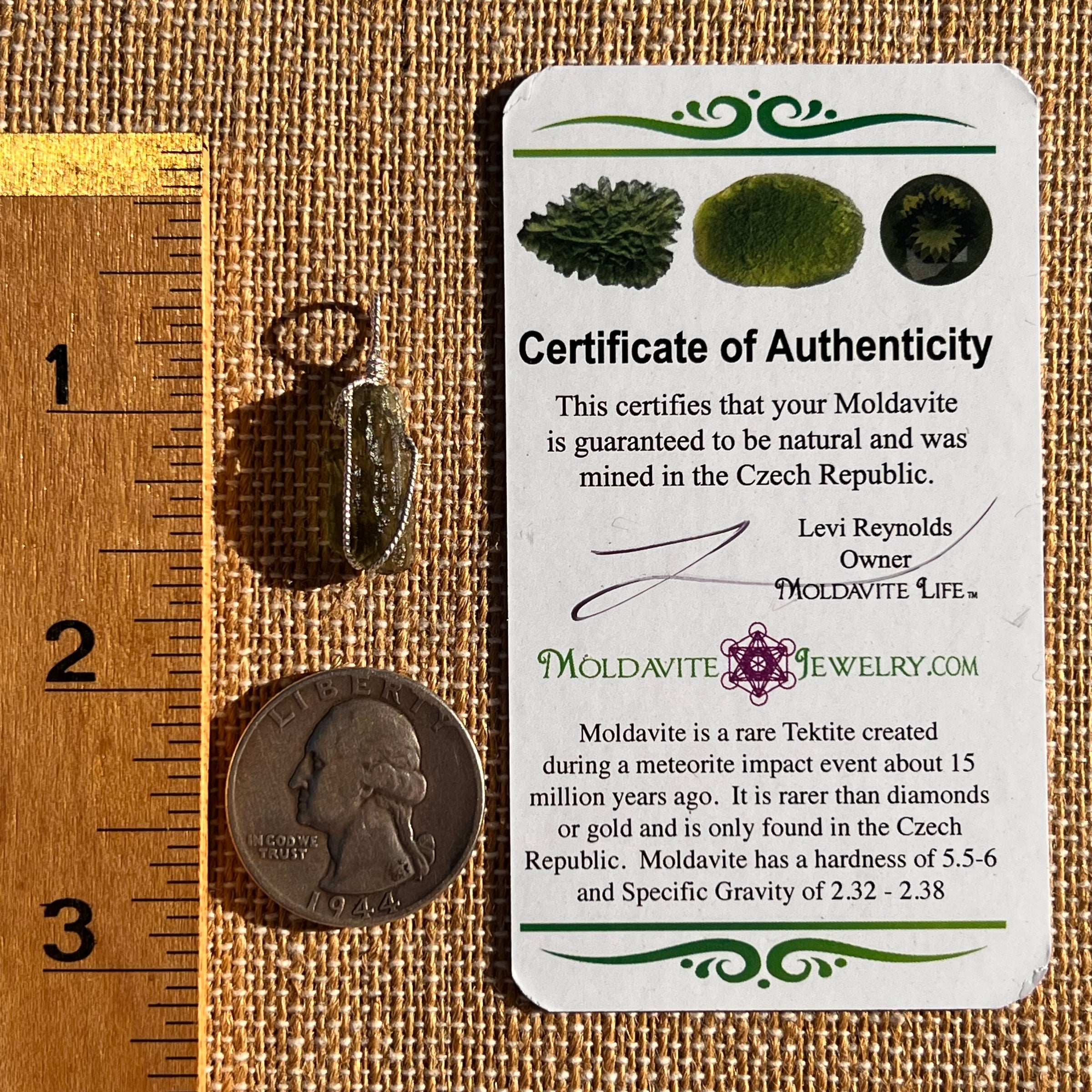 Moldavite Wire Wrapped Pendant Sterling Silver #7863-Moldavite Life