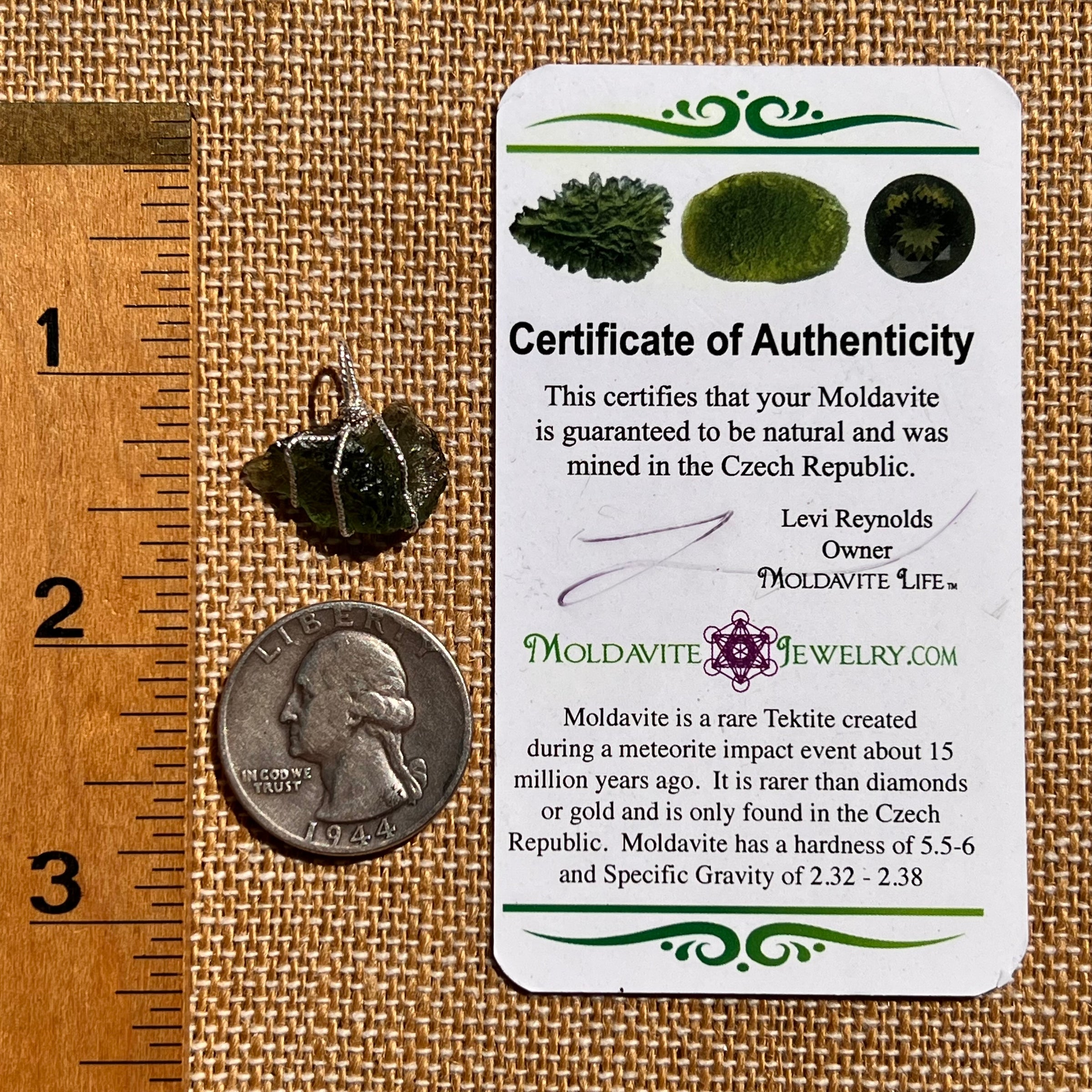 Moldavite Wire Wrapped Pendant Sterling Silver #8153-Moldavite Life