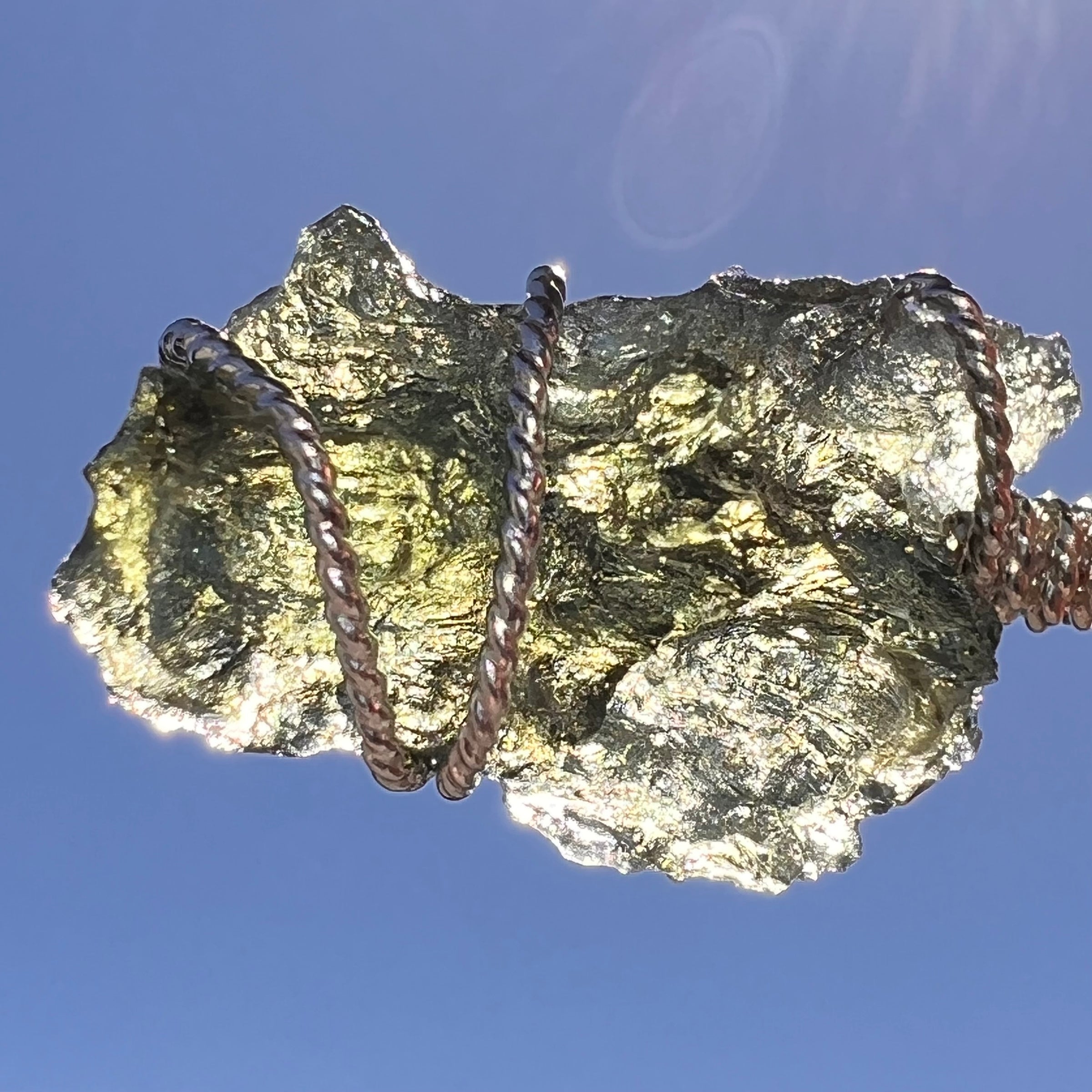 Moldavite Wire Wrapped Pendant Sterling Silver #8154-Moldavite Life