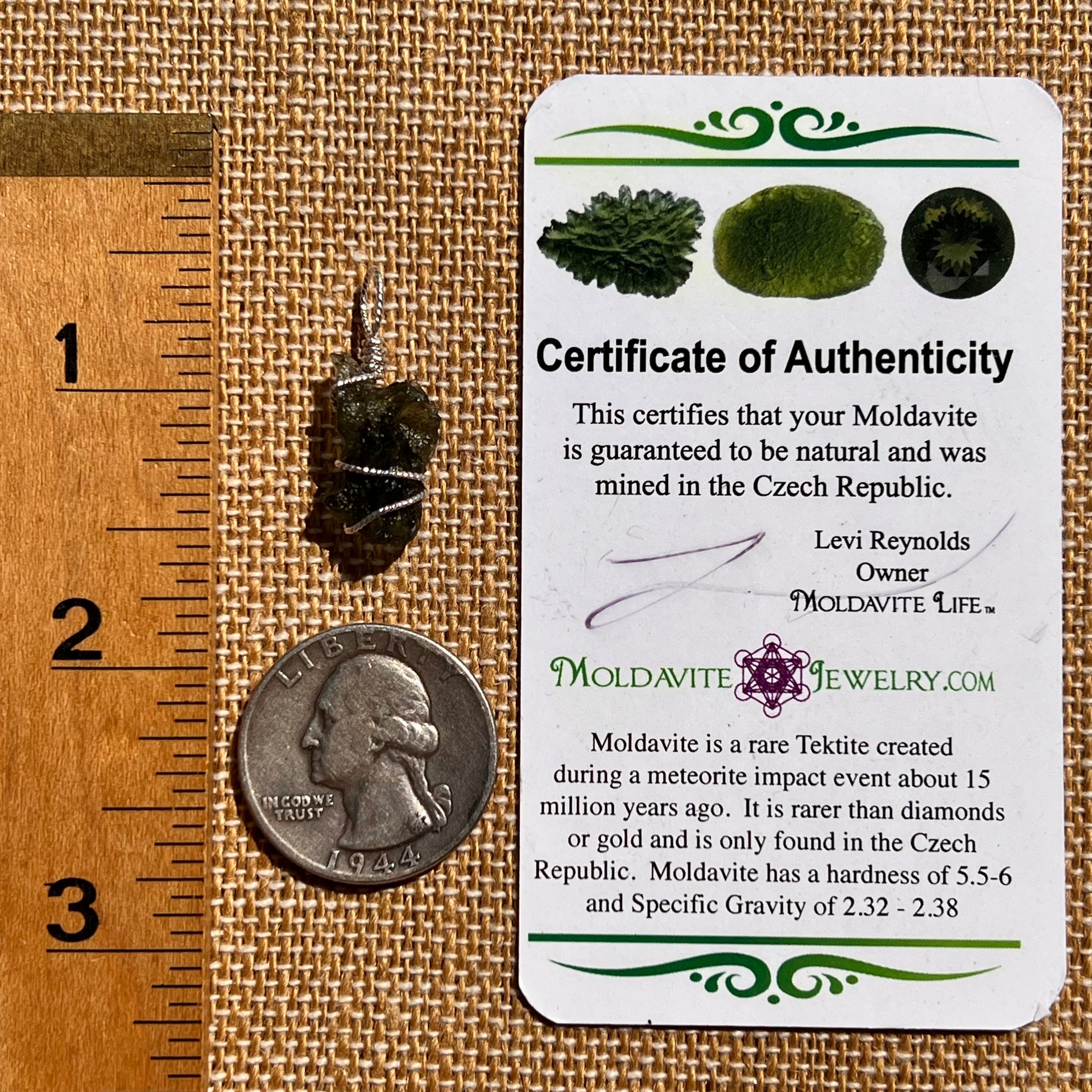 Moldavite Wire Wrapped Pendant Sterling Silver #8154-Moldavite Life