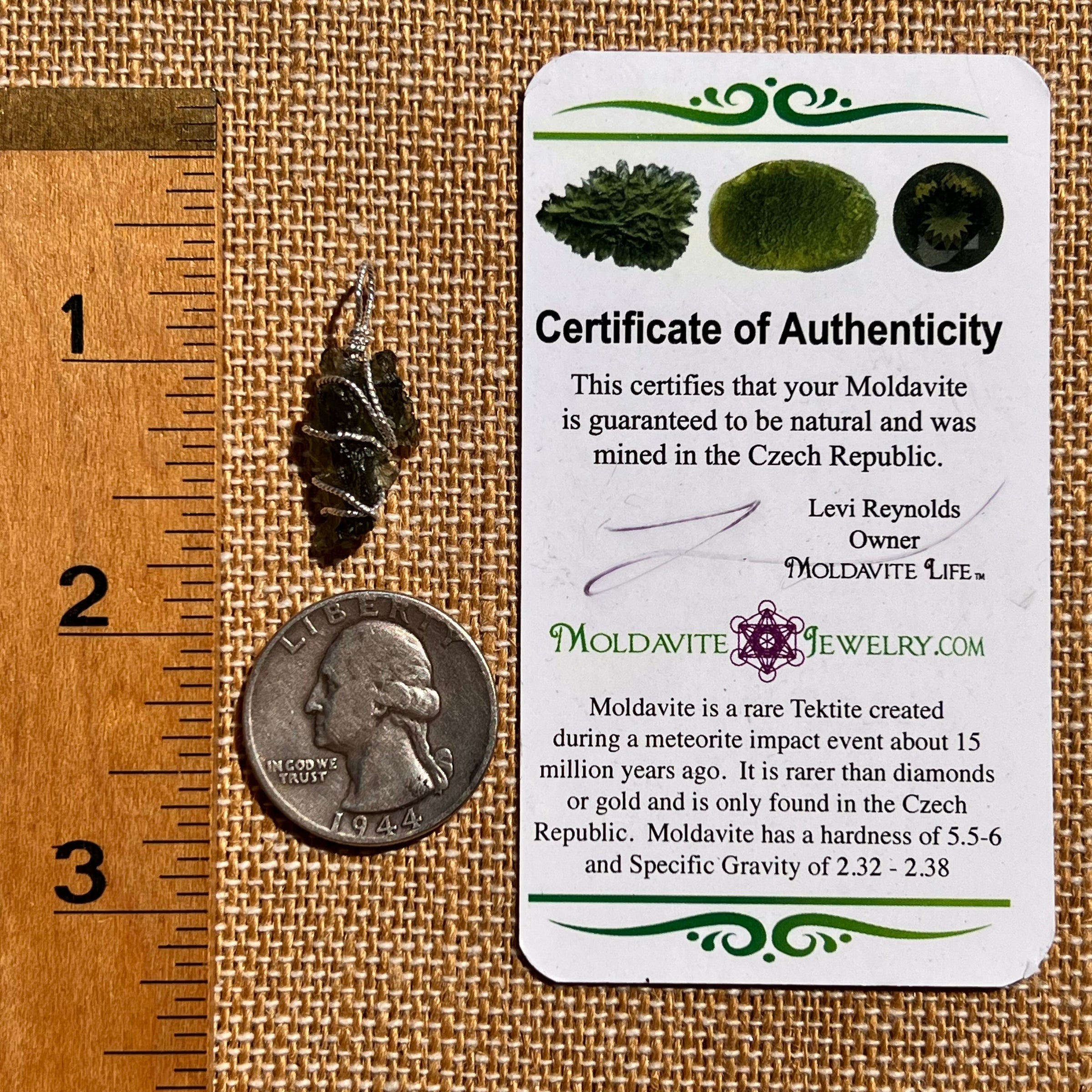 Moldavite Wire Wrapped Pendant Sterling Silver #8155-Moldavite Life