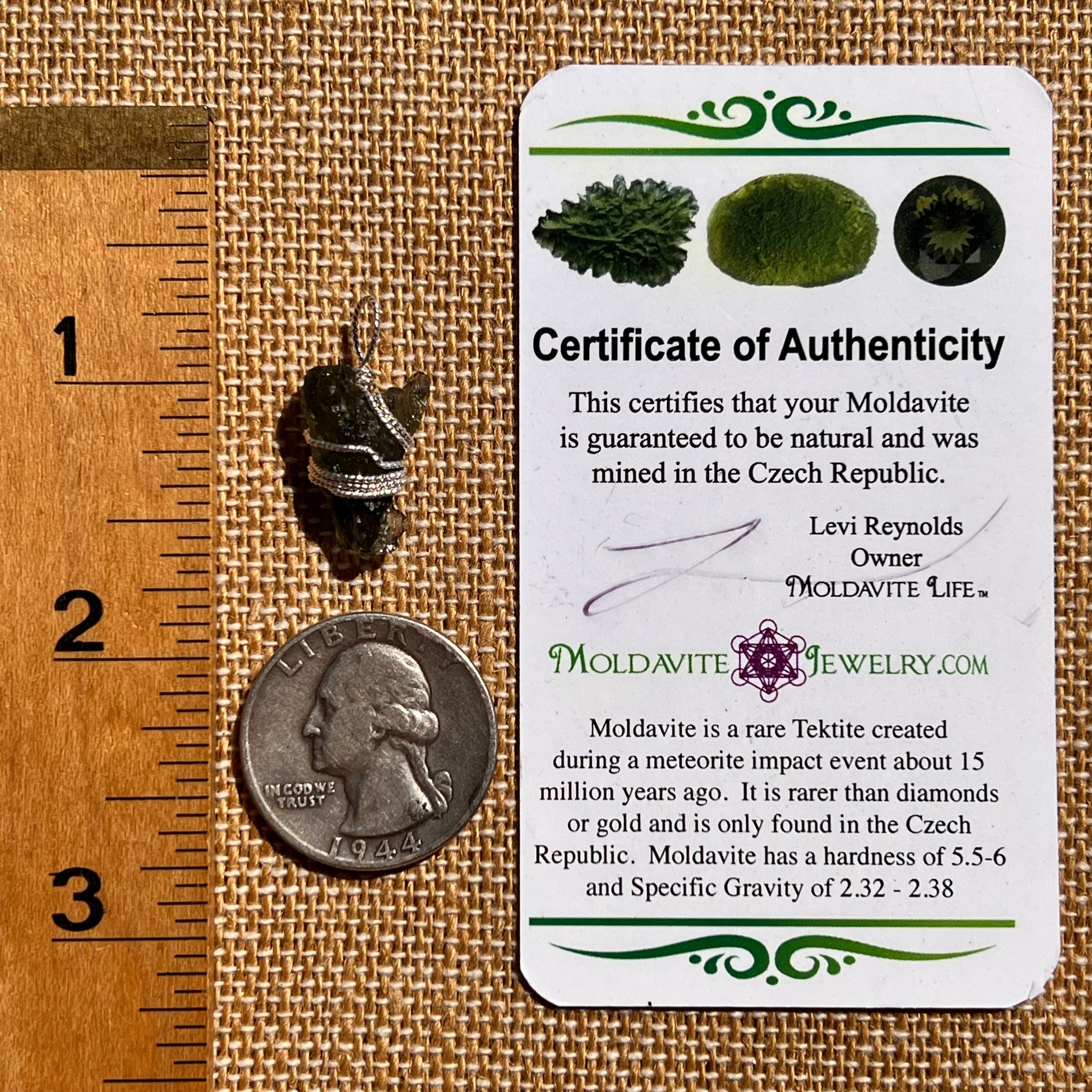 Moldavite Wire Wrapped Pendant Sterling Silver #8156-Moldavite Life