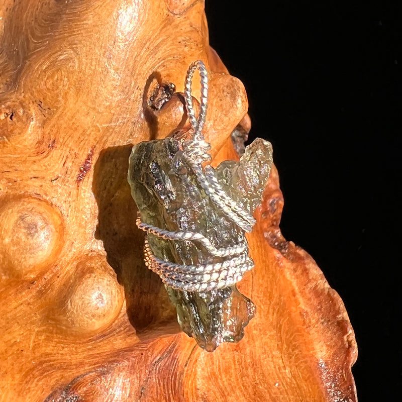 Moldavite Wire Wrapped Pendant Sterling Silver #8156-Moldavite Life