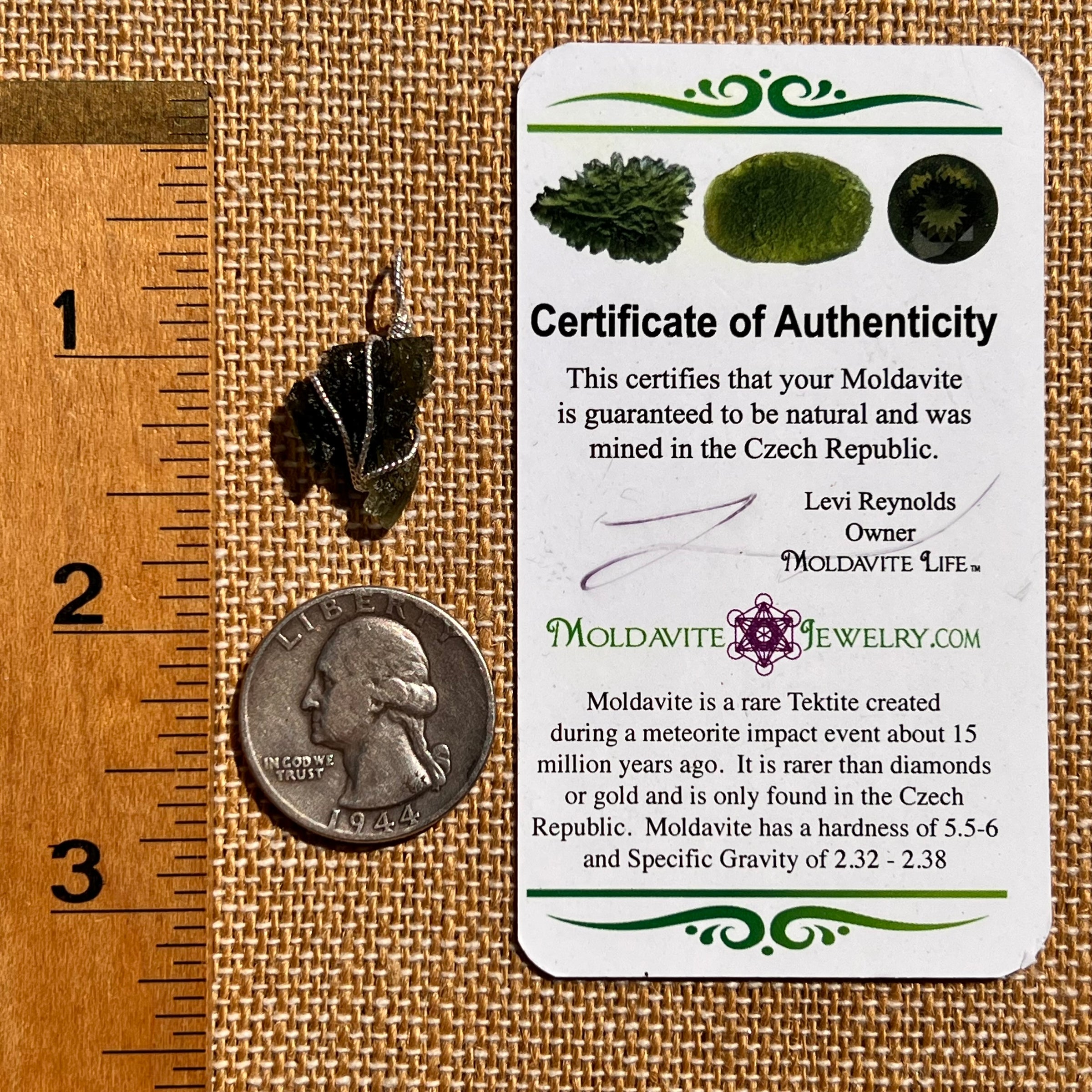 Moldavite Wire Wrapped Pendant Sterling Silver #8158-Moldavite Life