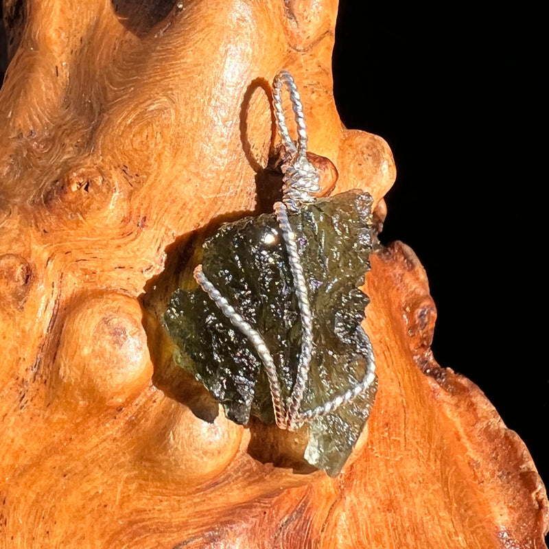 Moldavite Wire Wrapped Pendant Sterling Silver #8158-Moldavite Life