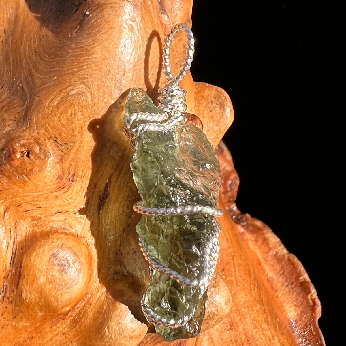 Moldavite Wire Wrapped Pendant Sterling Silver #8160-Moldavite Life