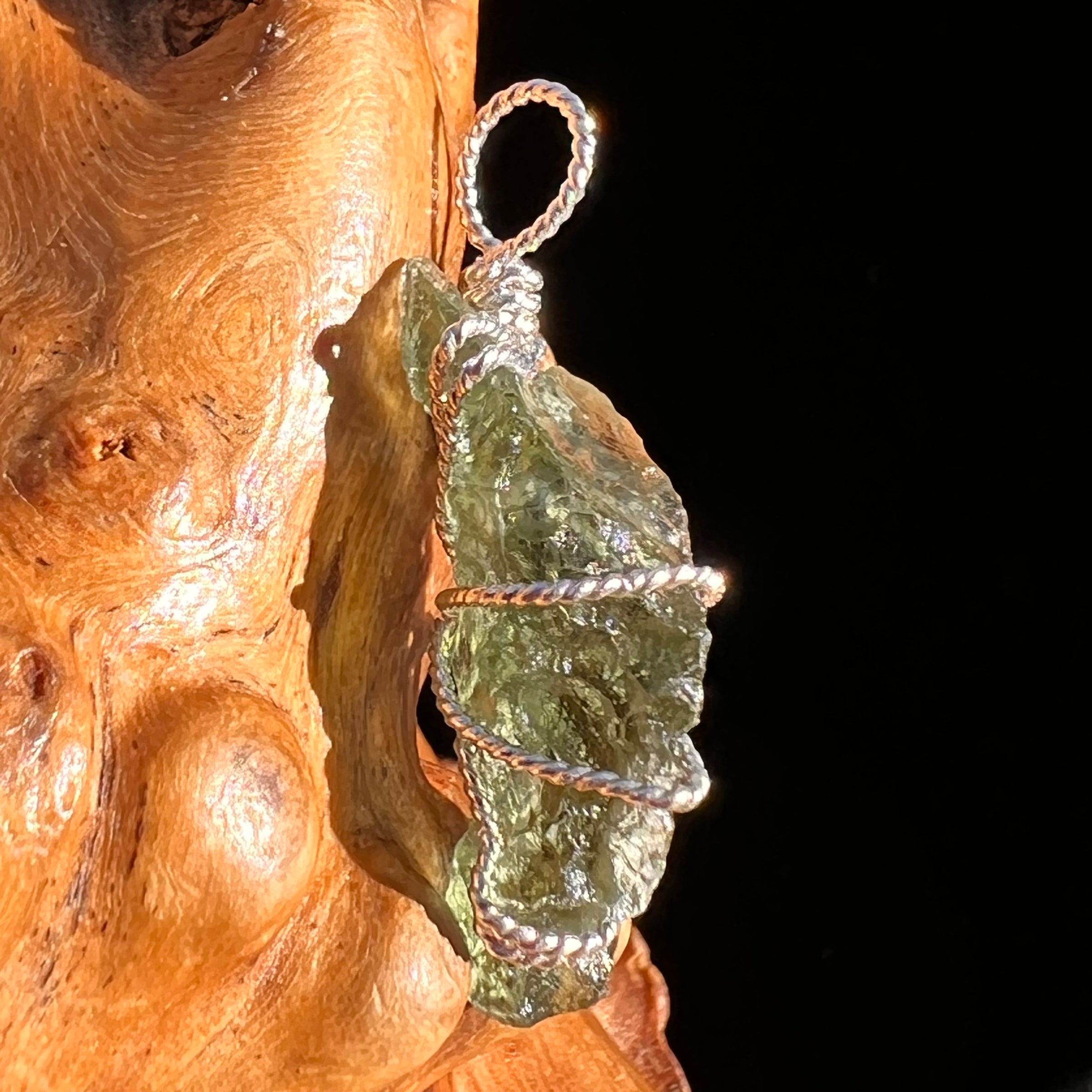 Moldavite Wire Wrapped Pendant Sterling Silver #8160-Moldavite Life