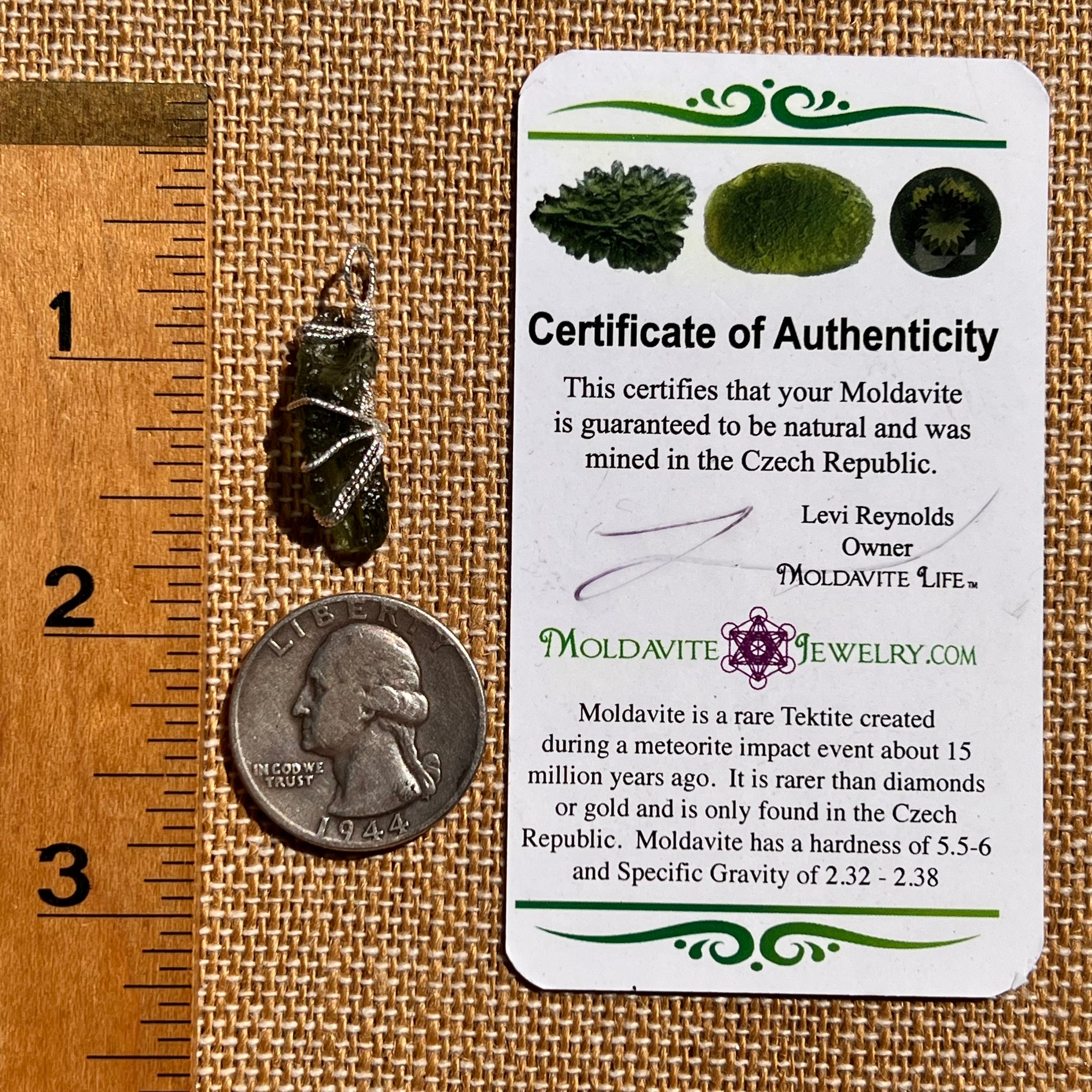Moldavite Wire Wrapped Pendant Sterling Silver #8160-Moldavite Life