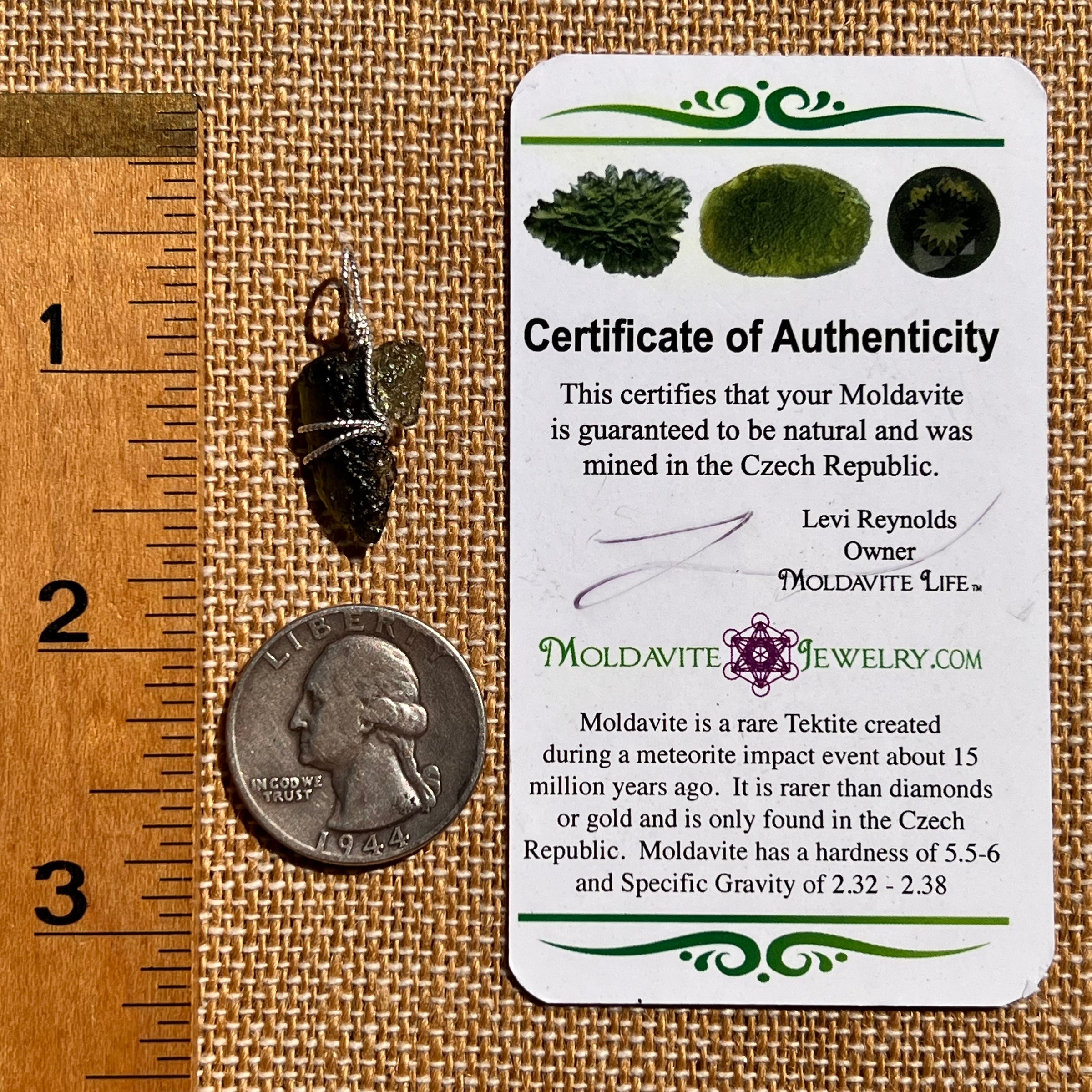 Moldavite Wire Wrapped Pendant Sterling Silver #8161-Moldavite Life