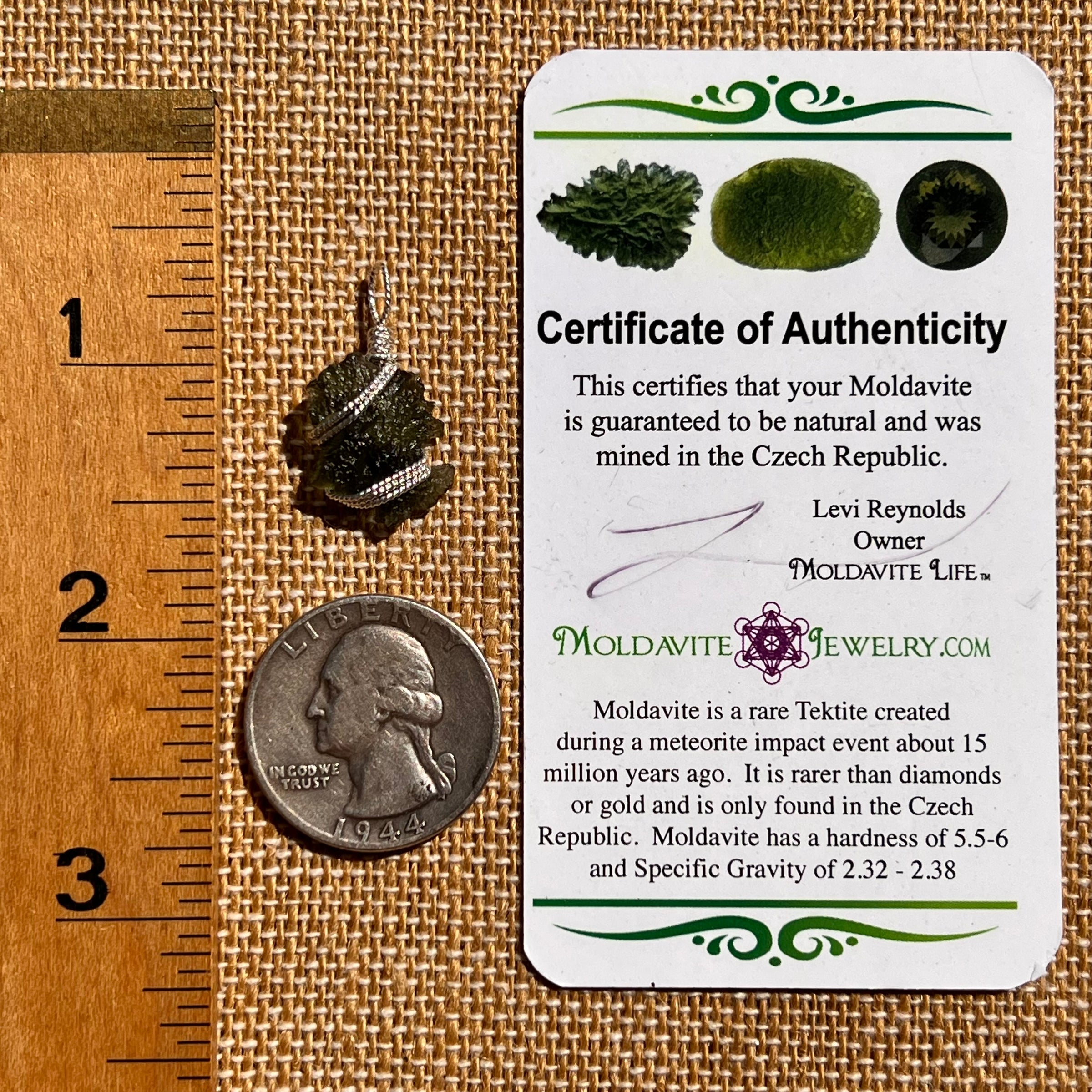 Moldavite Wire Wrapped Pendant Sterling Silver #8162-Moldavite Life
