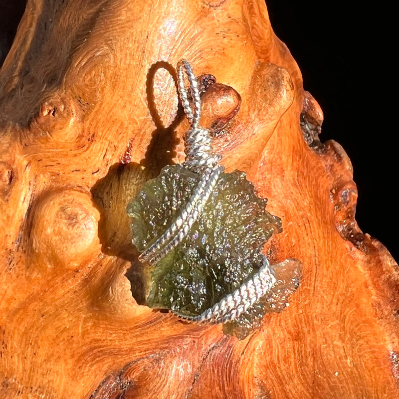 Moldavite Wire Wrapped Pendant Sterling Silver #8162-Moldavite Life