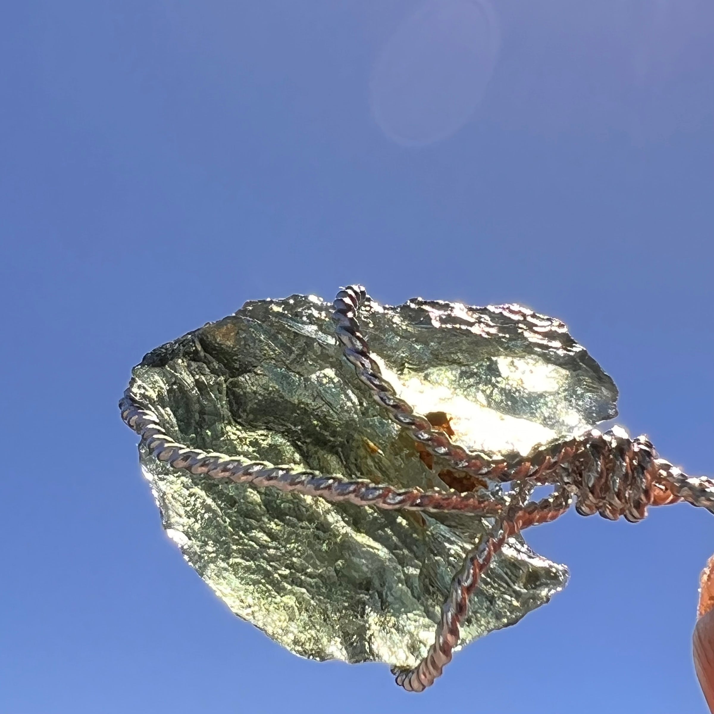 Moldavite Wire Wrapped Pendant Sterling Silver #8163-Moldavite Life