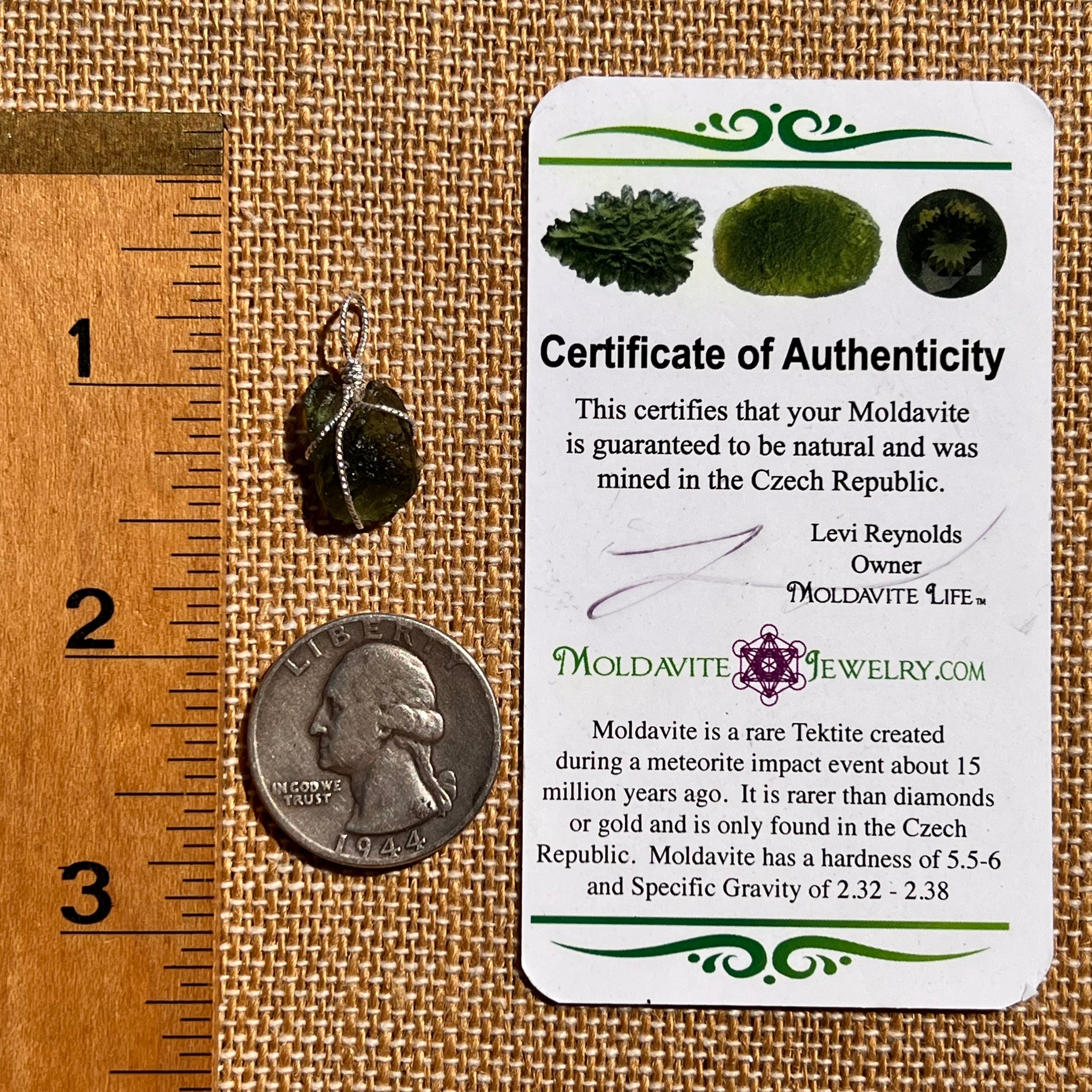 Moldavite Wire Wrapped Pendant Sterling Silver #8163-Moldavite Life
