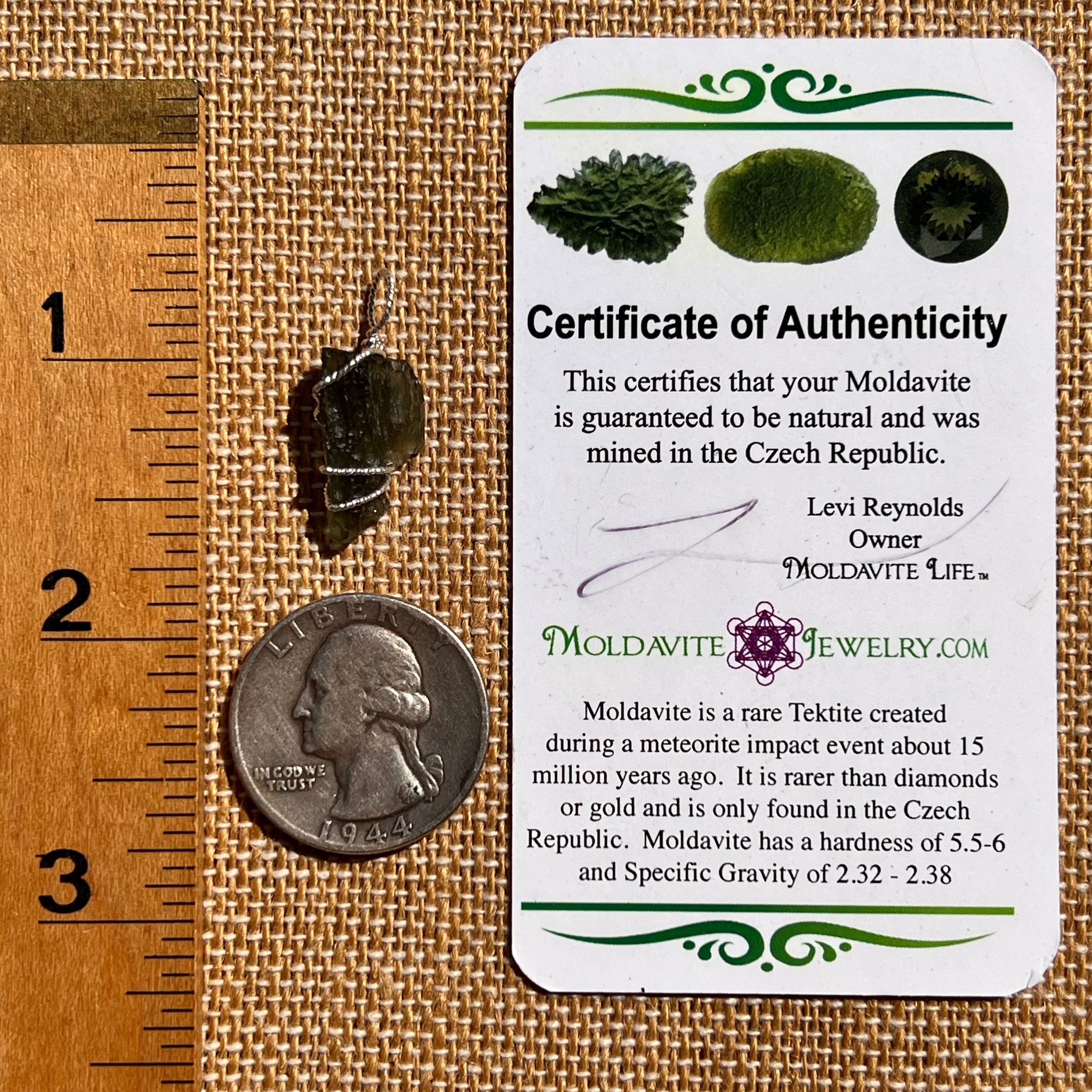 Moldavite Wire Wrapped Pendant Sterling Silver #8168-Moldavite Life