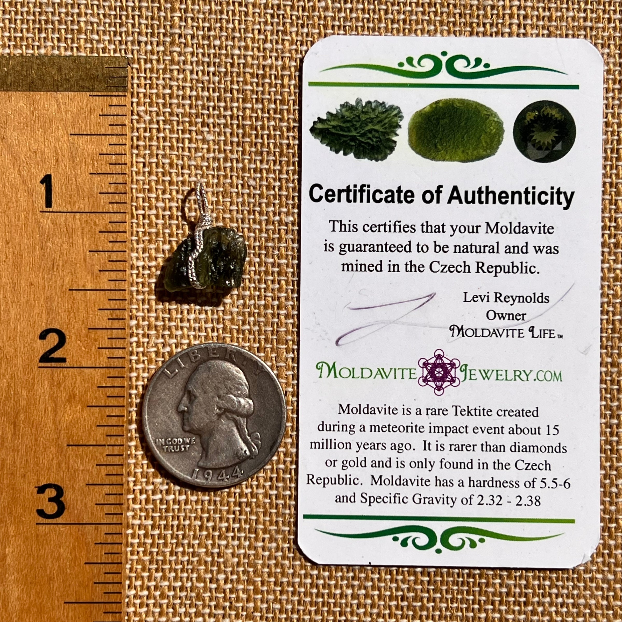 Moldavite Wire Wrapped Pendant Sterling Silver #8169-Moldavite Life