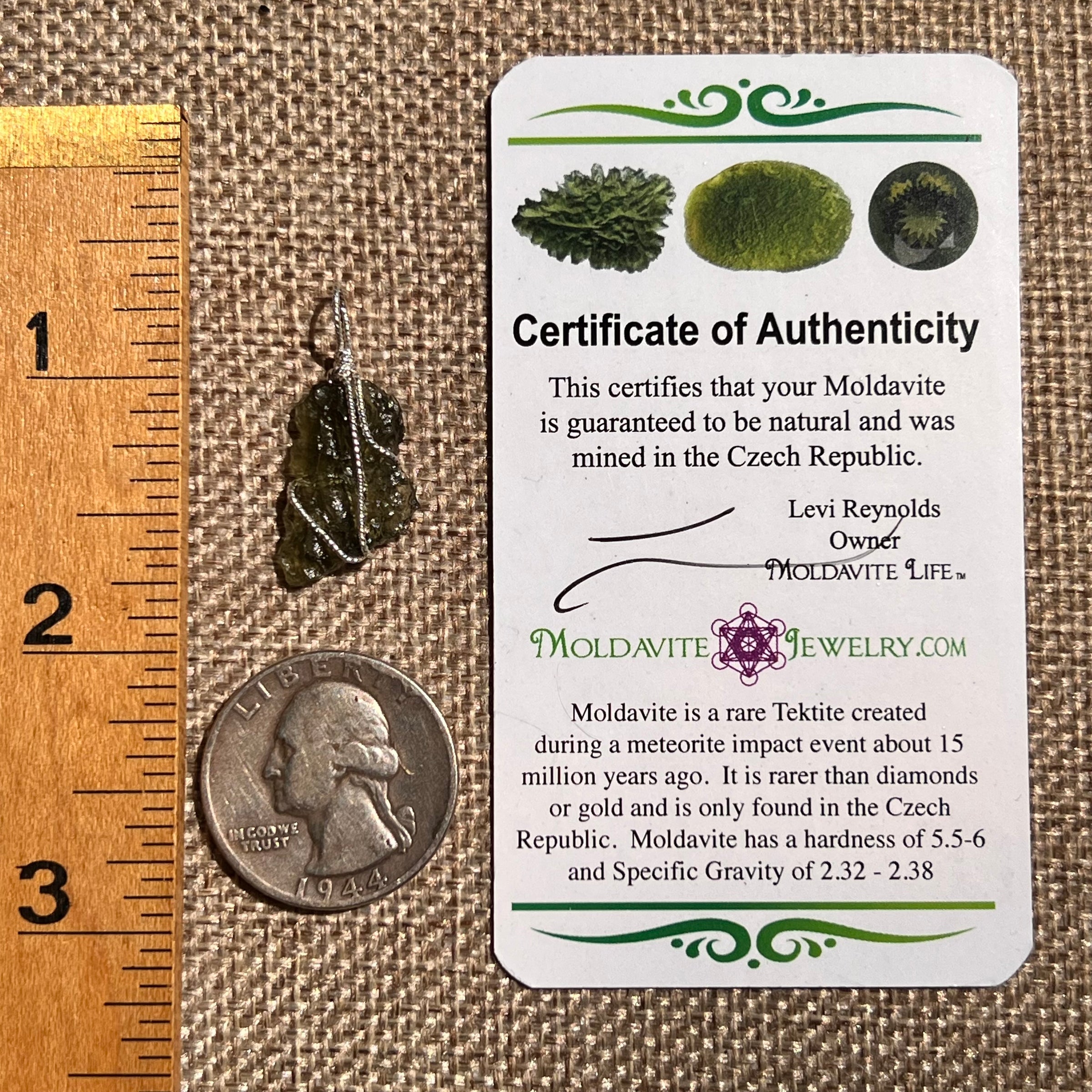 Moldavite Wire Wrapped Pendant Sterling Silver #8650-Moldavite Life