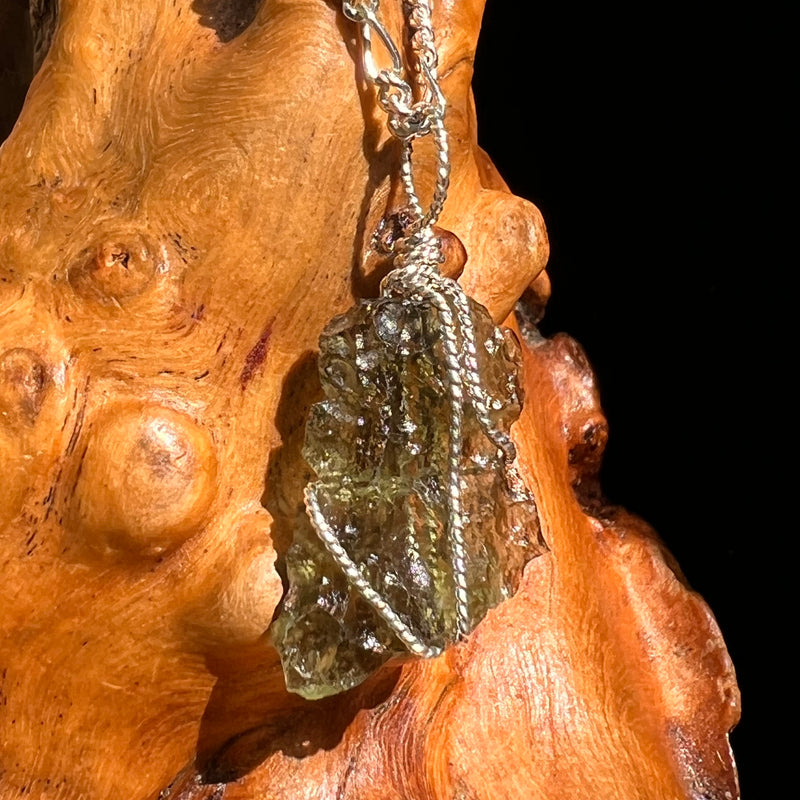 Moldavite Wire Wrapped Pendant Sterling Silver #8650-Moldavite Life