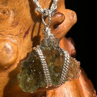 Moldavite Wire Wrapped Pendant Sterling Silver #8651-Moldavite Life