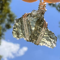 Moldavite Wire Wrapped Pendant Sterling Silver #8651-Moldavite Life