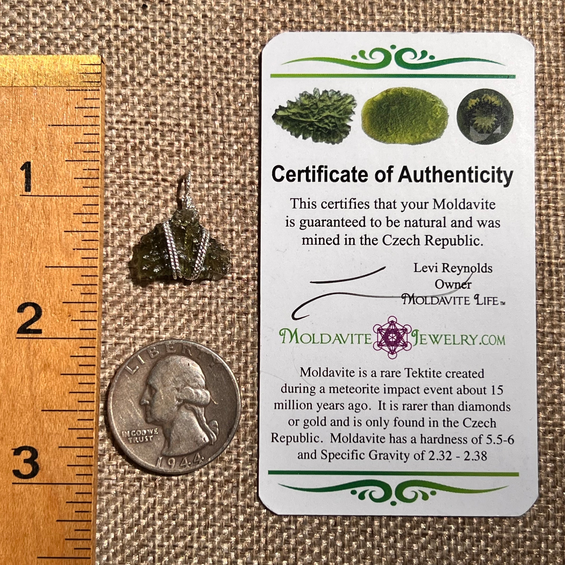 Moldavite Wire Wrapped Pendant Sterling Silver #8651-Moldavite Life