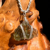 Moldavite Wire Wrapped Pendant Sterling Silver #8651-Moldavite Life