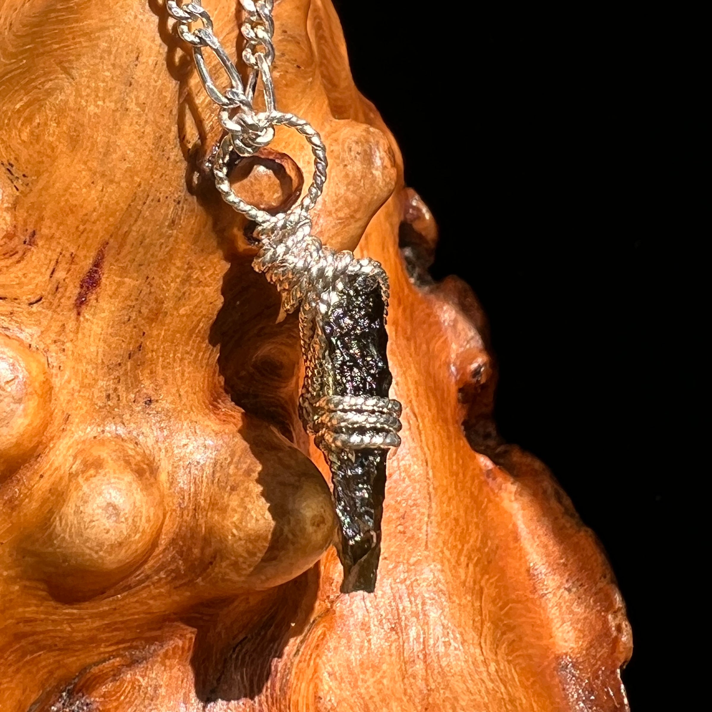 Moldavite Wire Wrapped Pendant Sterling Silver #8652-Moldavite Life
