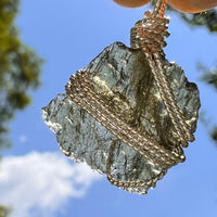 Moldavite Wire Wrapped Pendant Sterling Silver #8652-Moldavite Life