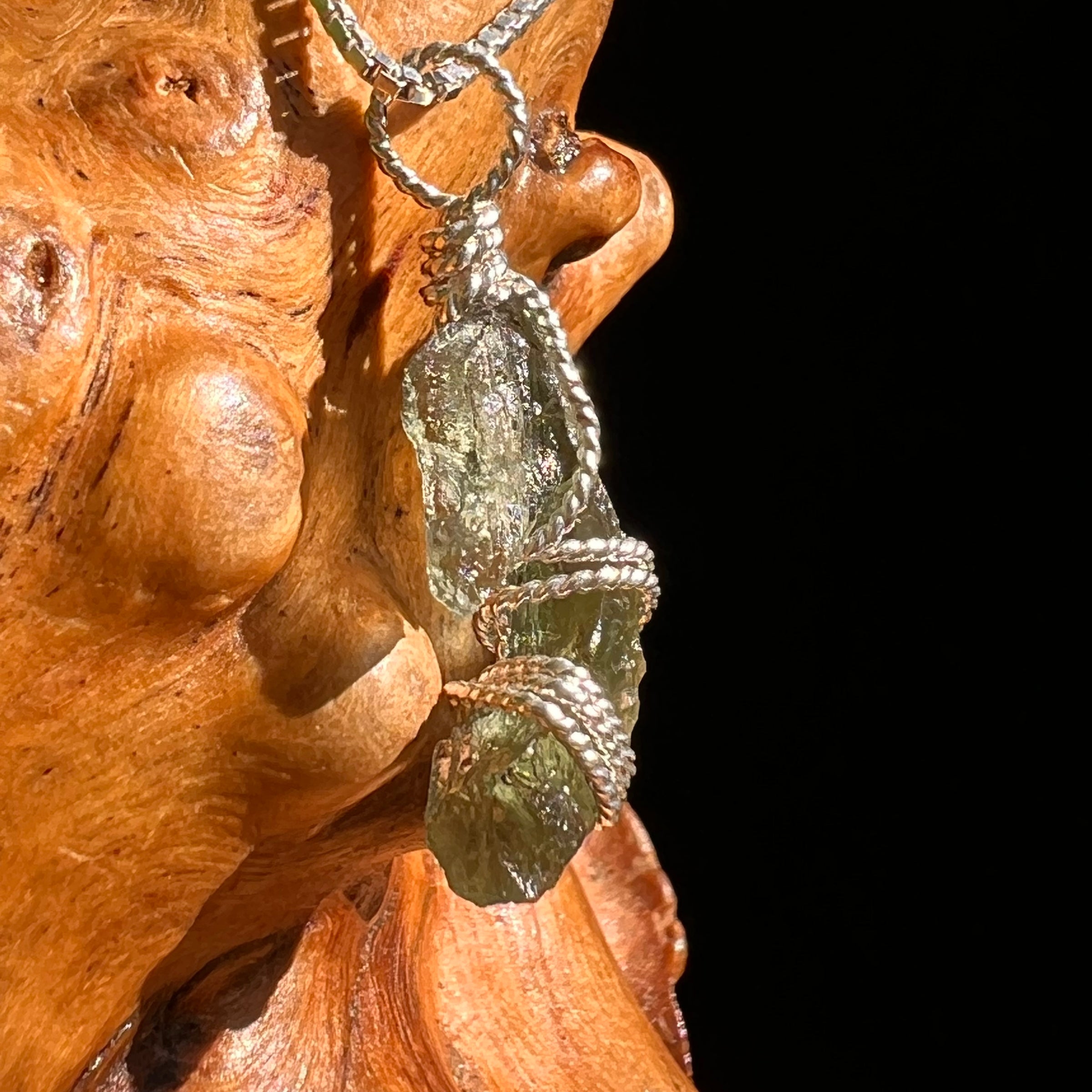 Moldavite Wire Wrapped Pendant Sterling Silver #8653-Moldavite Life