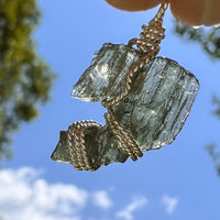 Moldavite Wire Wrapped Pendant Sterling Silver #8653-Moldavite Life