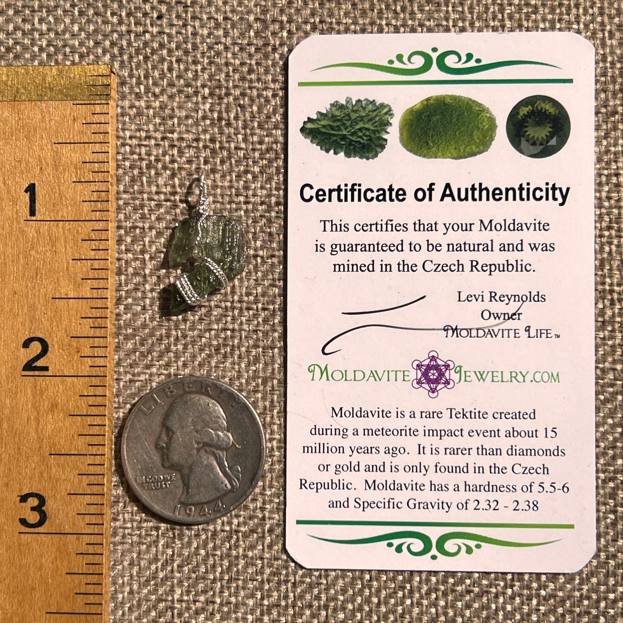 Moldavite Wire Wrapped Pendant Sterling Silver #8653-Moldavite Life
