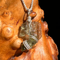 Moldavite Wire Wrapped Pendant Sterling Silver #8653-Moldavite Life