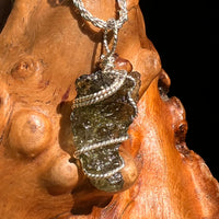 Moldavite Wire Wrapped Pendant Sterling Silver #8654-Moldavite Life