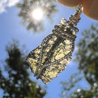Moldavite Wire Wrapped Pendant Sterling Silver #8655-Moldavite Life