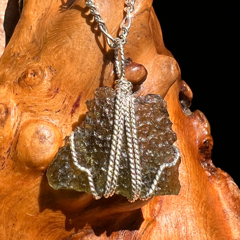 Moldavite Wire Wrapped Pendant Sterling Silver #8656-Moldavite Life